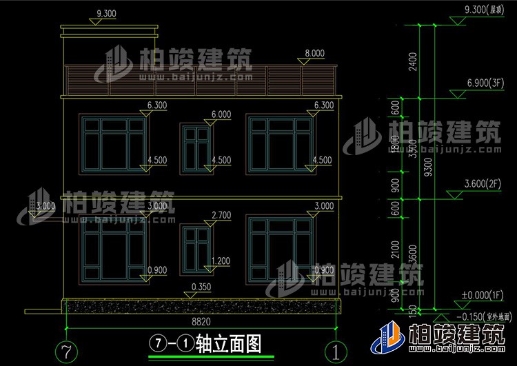 背立面图